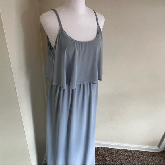 Show Me Your MuMu NWT Caitlyn Maxi Ruffle Dress Steel Blue Size Small Brand New - Picture 2 of 7